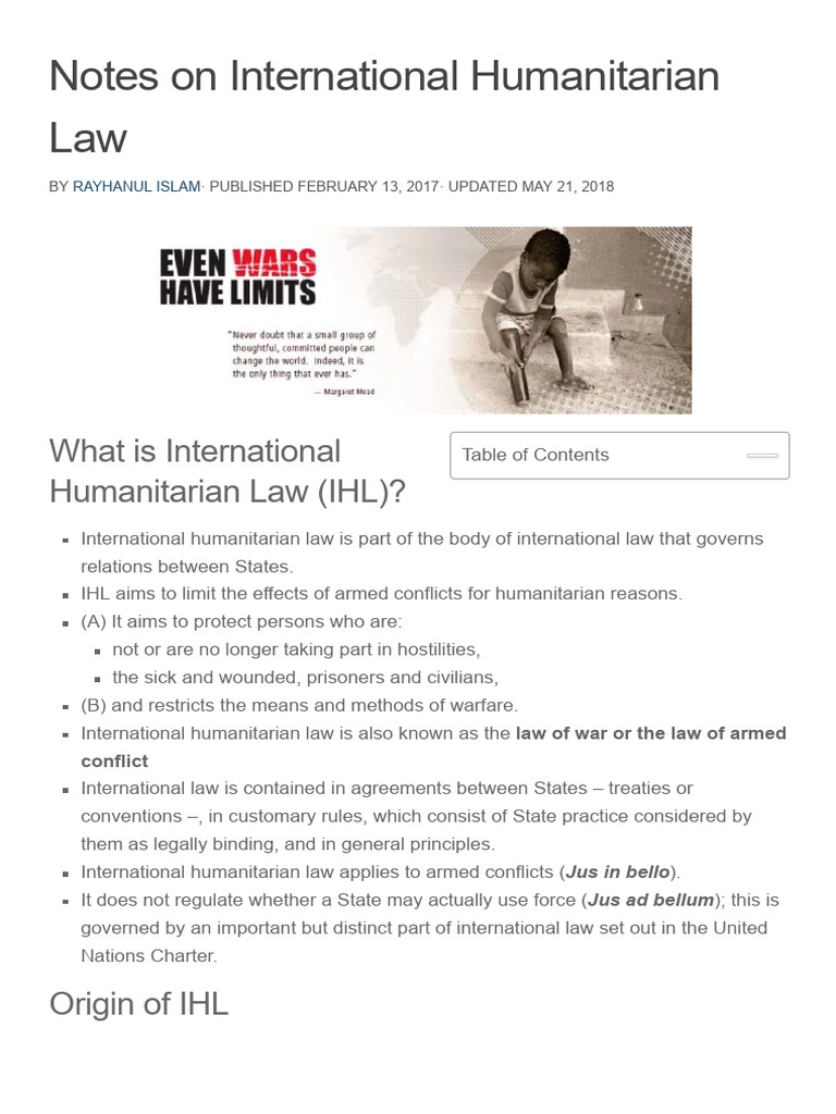 Islam - Notes On International Humanitarian Law - 2017 | PDF