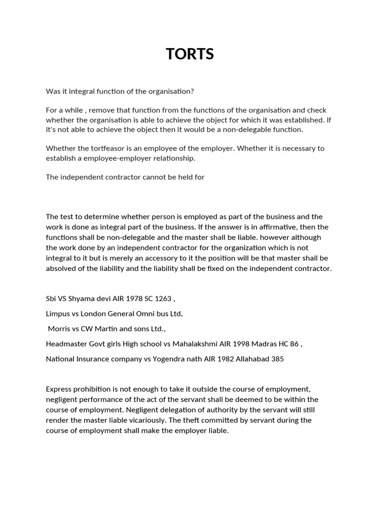 Torts Notes | PDF