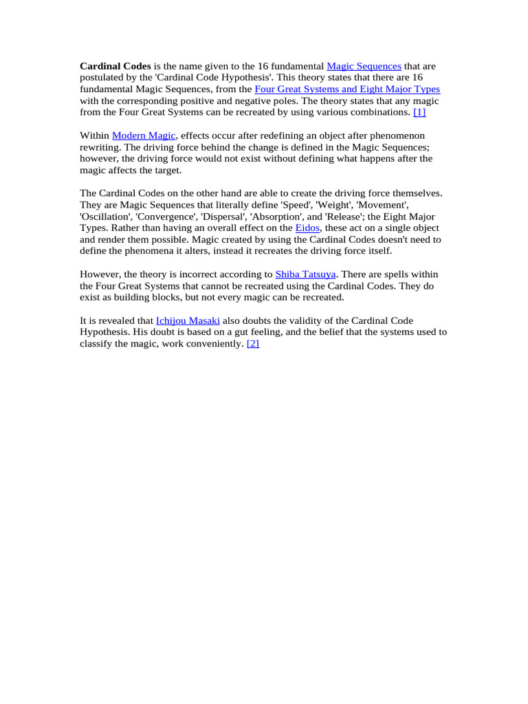 Cardinal Codes | PDF