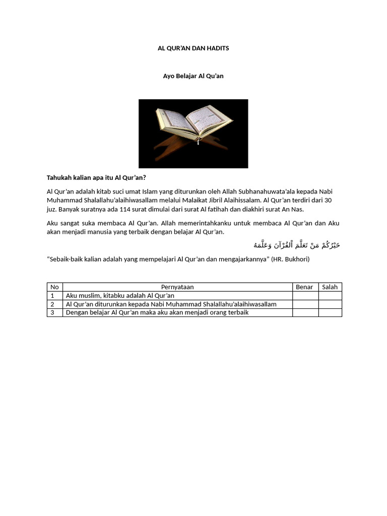 Al Qur'an Dan Hadits | PDF