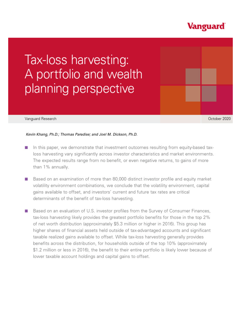 Tax Loss Harvesting A Portfolio and Wealth Planning Perspective US ...