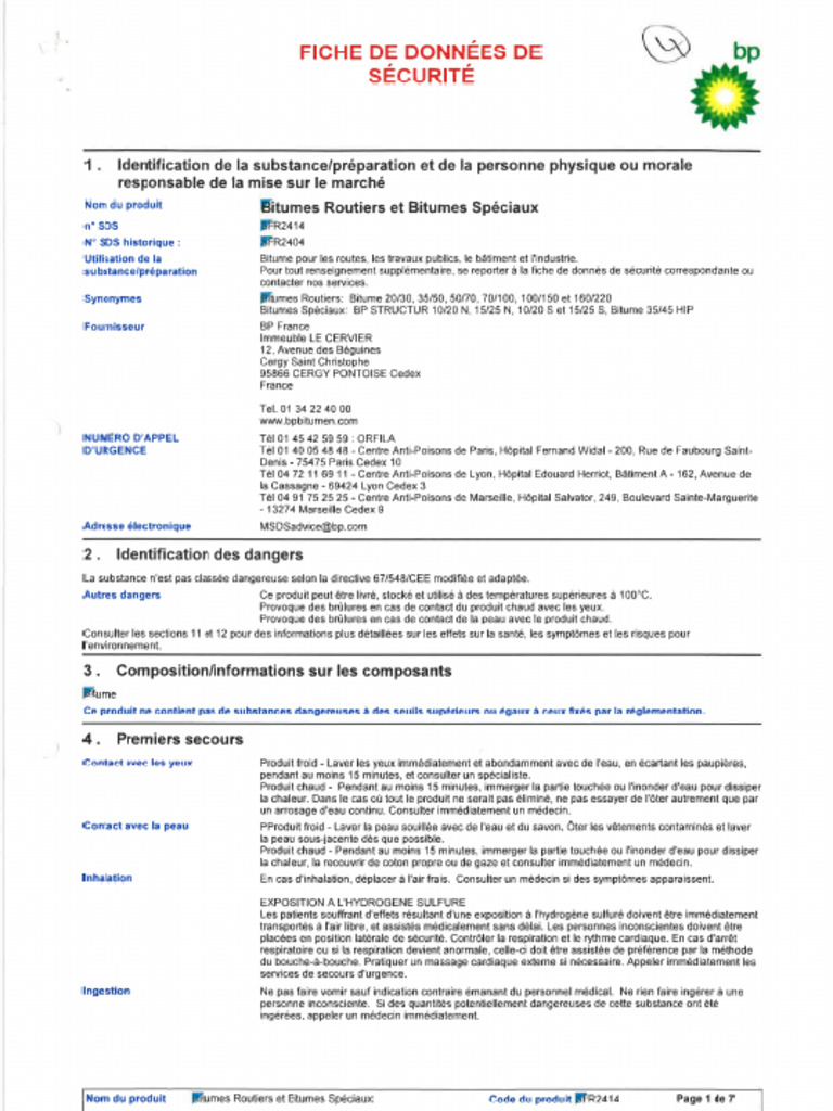 FDS Bitumes Routiers | PDF