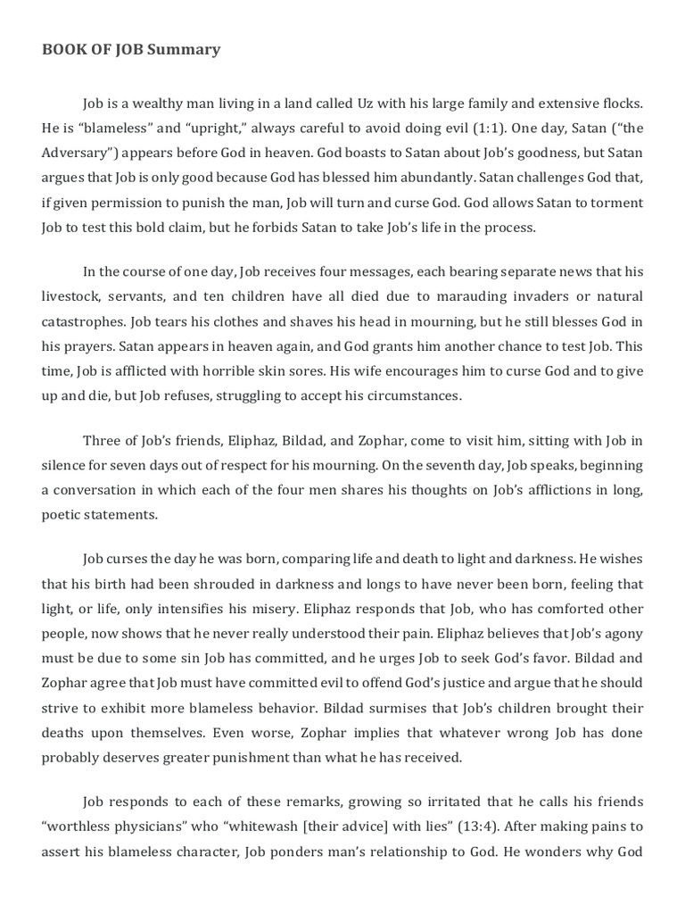An Overview Of The Book Of Job Summary