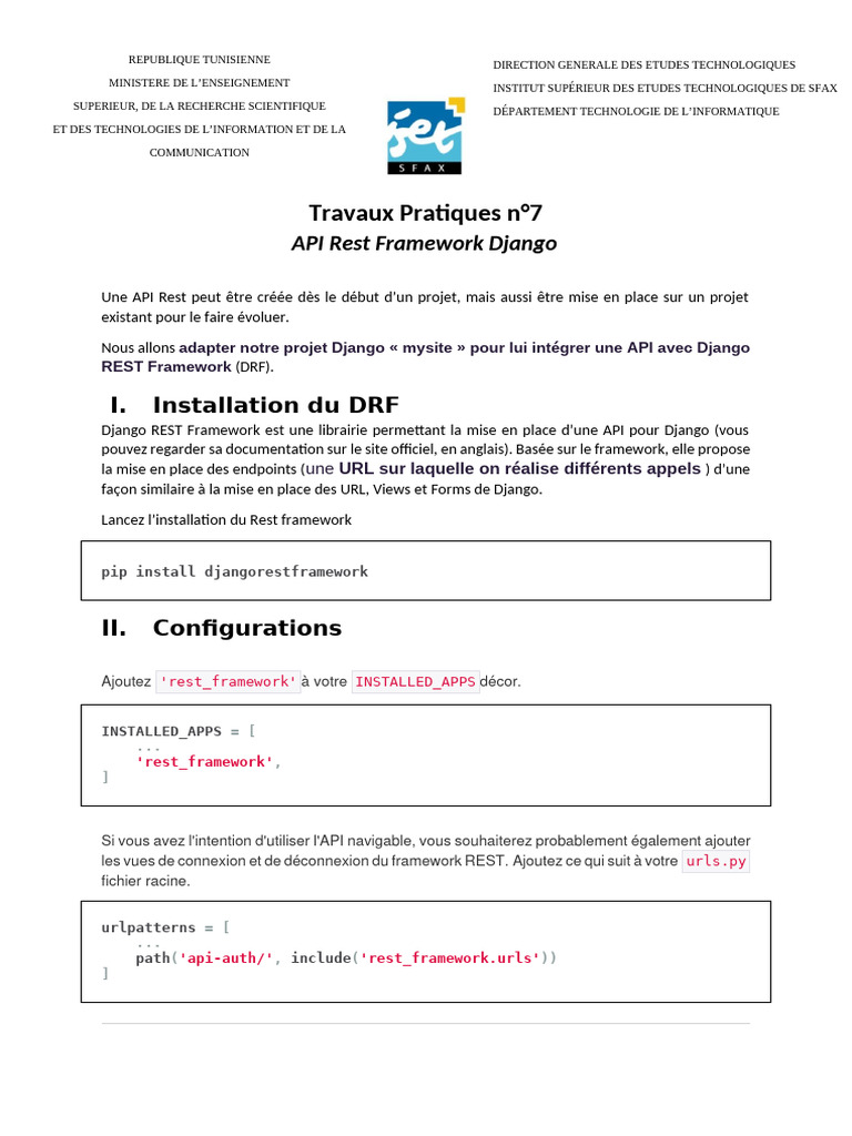 Django TP 7 API Rest | PDF