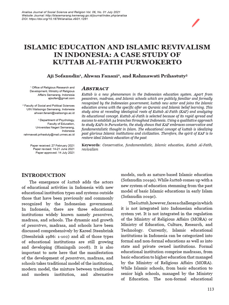 Kuttab Fatih Isosmic Education | PDF