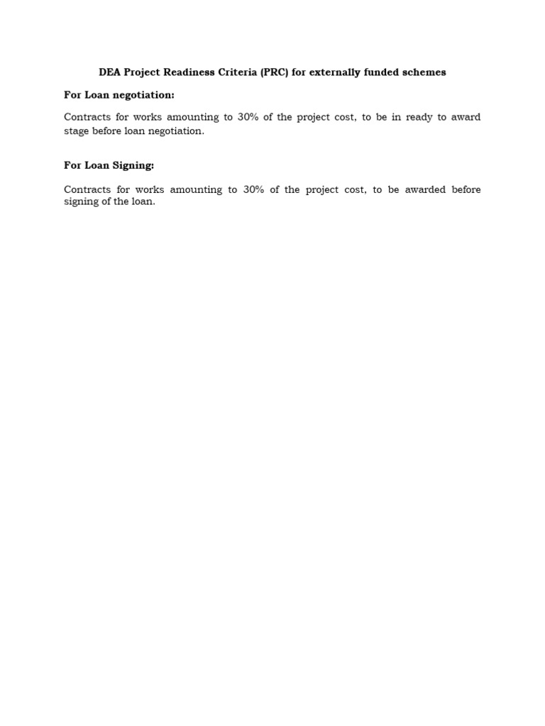 DEA Project Readiness Criteria | PDF