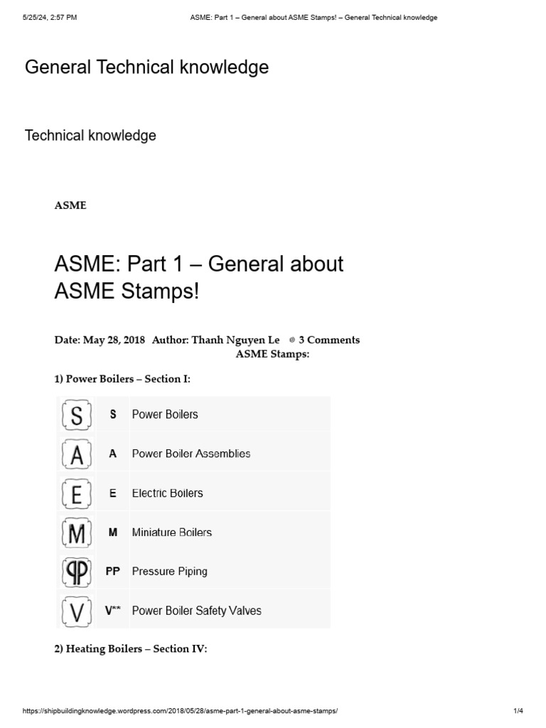 ASME - Part 1 - General About ASME Stamps! - General Technical ...