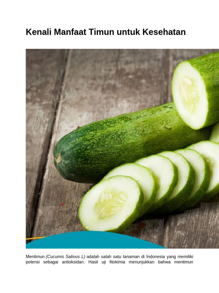 Kenali Manfaat Timun Untuk Kesehatan | PDF
