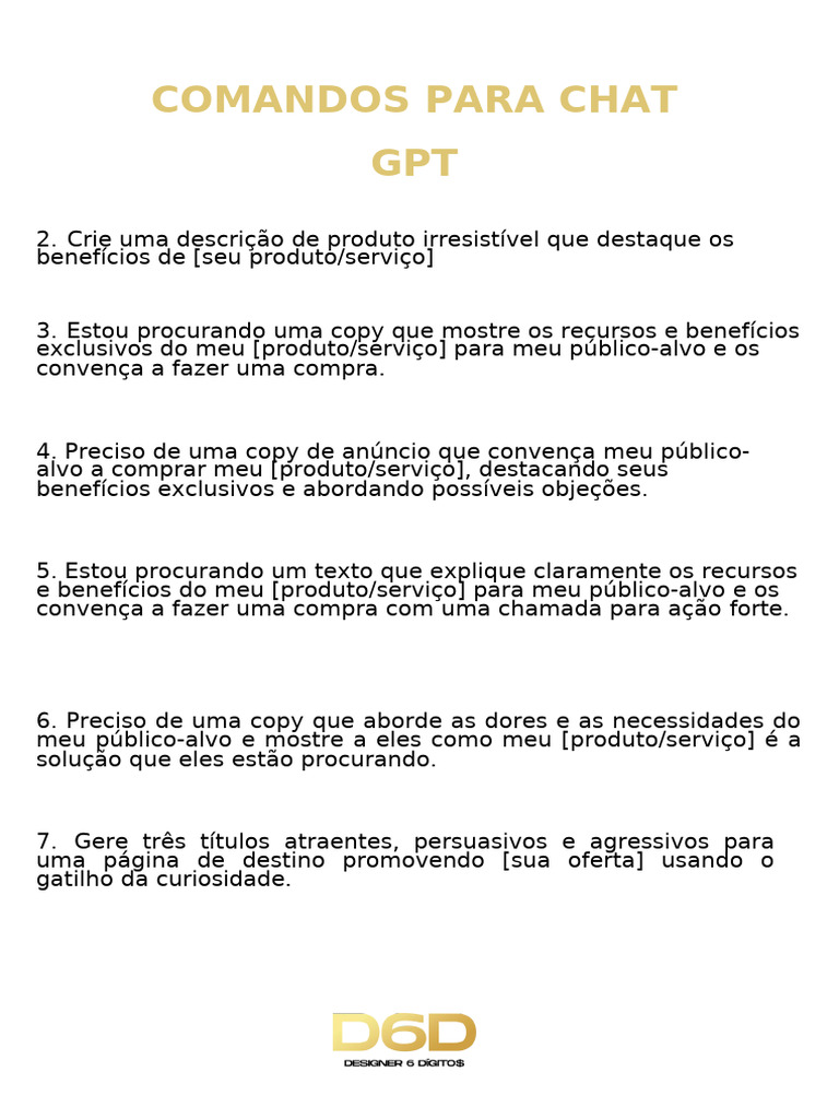 30 Comandos para Chat GPT | PDF
