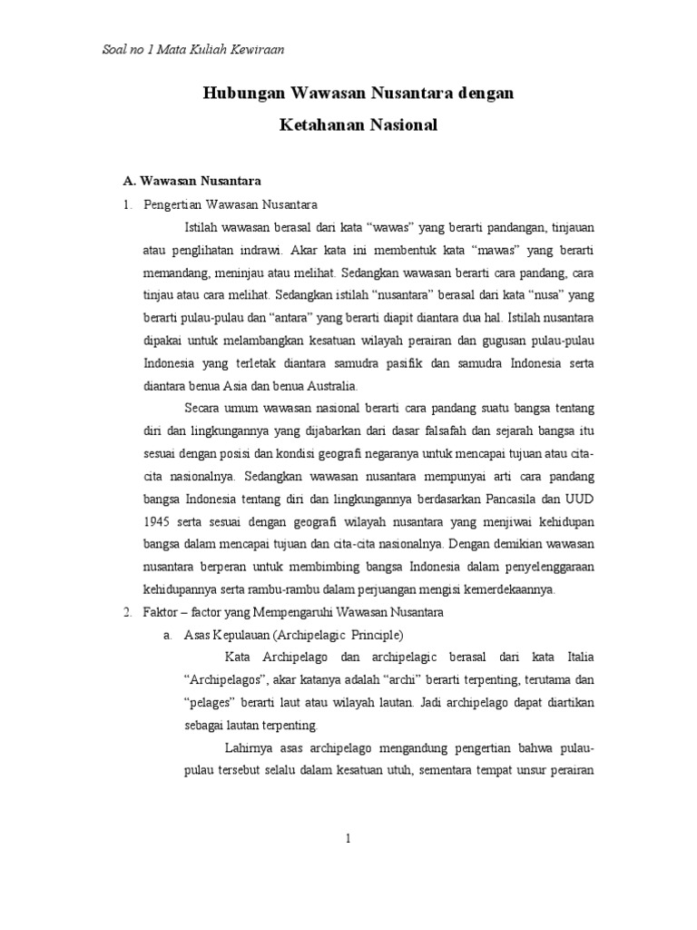 Hubungan Wawasan Nusantara Dengan Ketahanan Nasional