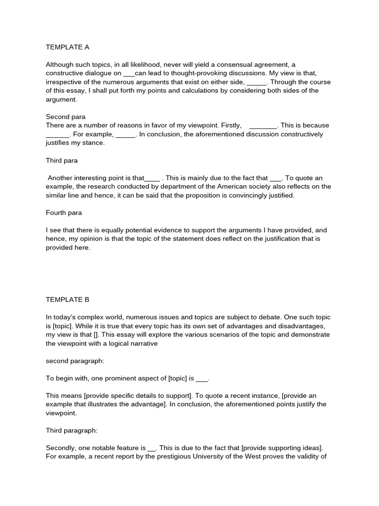 Pte Essay Writing Templates | PDF
