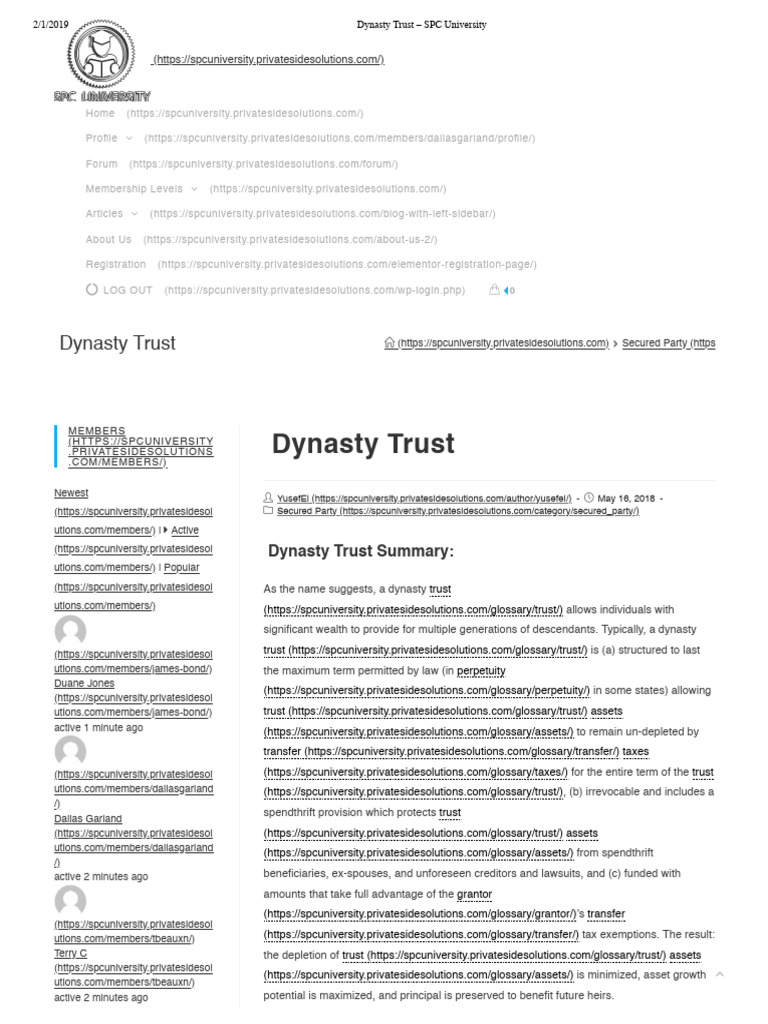 Picture of Dynasty Trust - SPC University | PDF