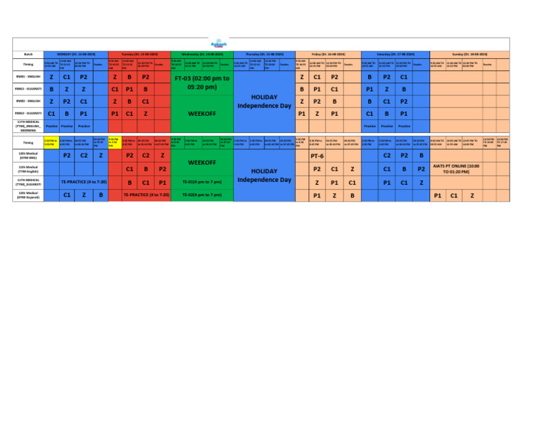 Time Table Medical - 12!08!2024 | PDF