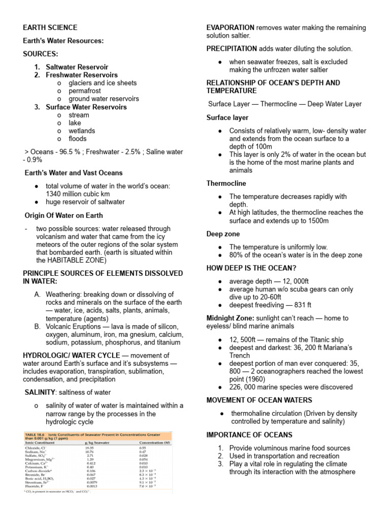 Earth Science Reviewer | PDF