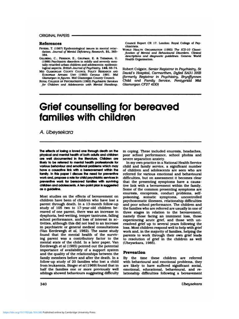 Grief Counselling For Bereaved Families With Children | PDF | Grief ...