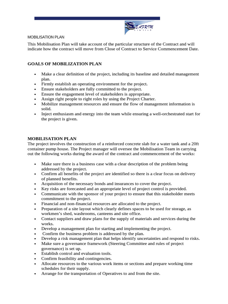 Plan de Mobilisation pour Projet de Construction | PDF | Affaires