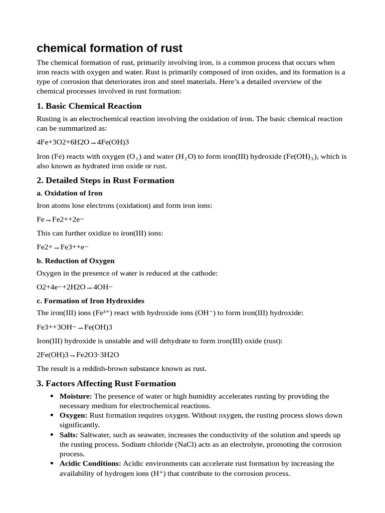 Chemical Formation of Rust | PDF