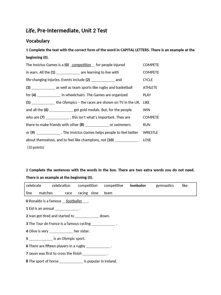 Life 2e pre intermediate unit 2 test word pdf