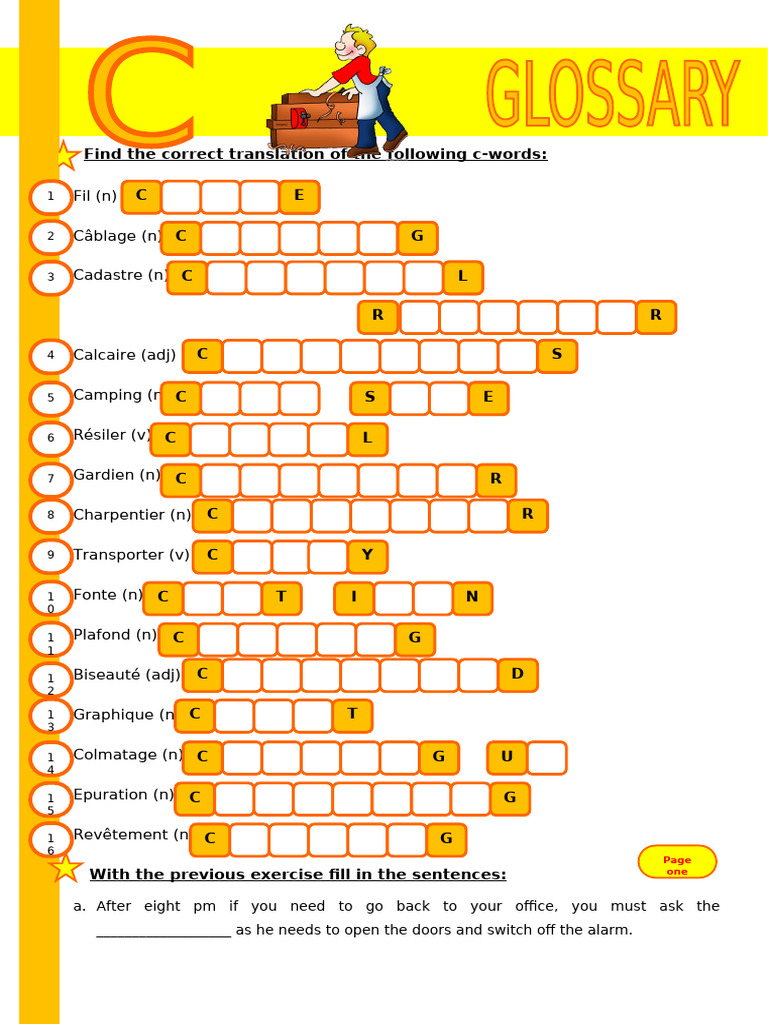 Letter C Building English French Crosswords Fun Activities Games ...