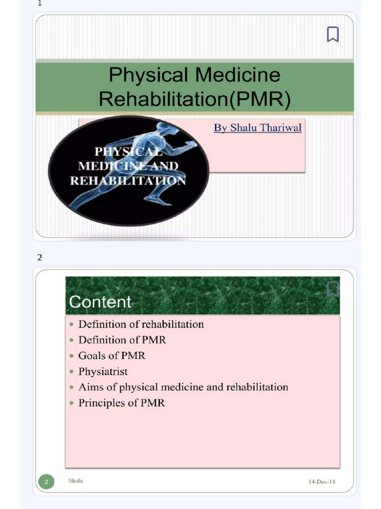 Physical Medicine Rehabilitation (PMR) | PDF