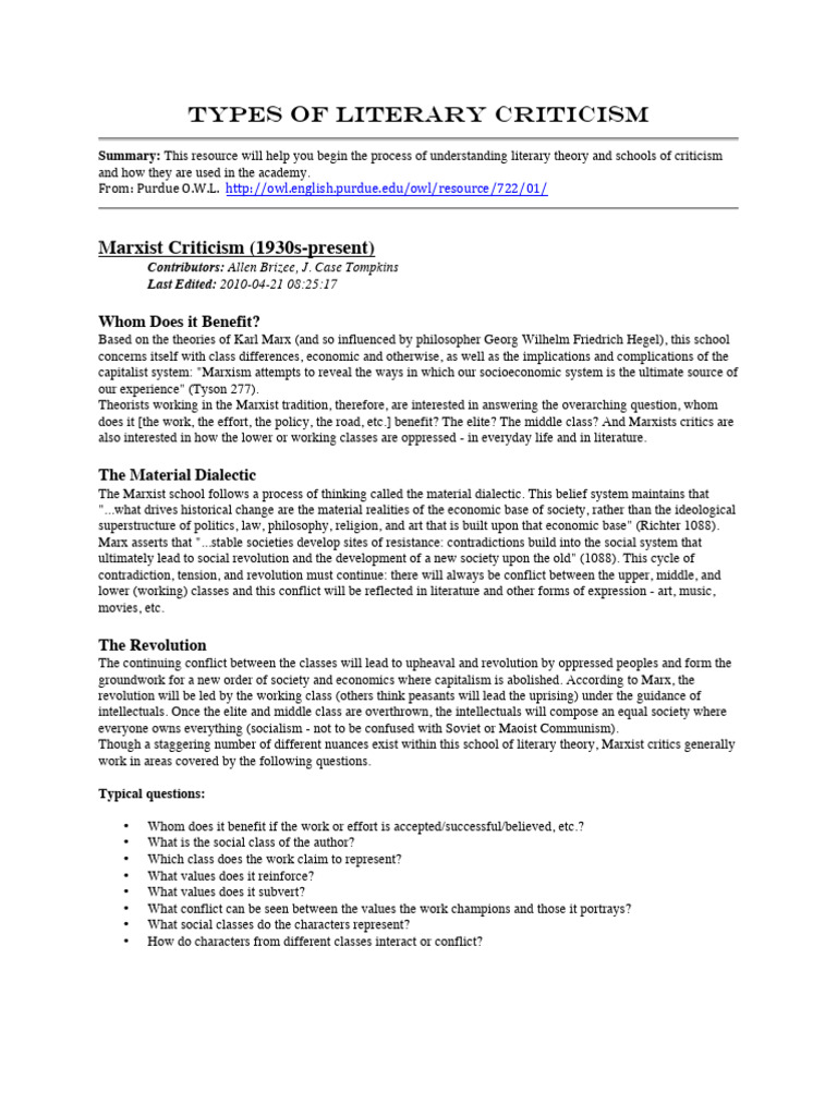 Types of Literary Crticism | PDF