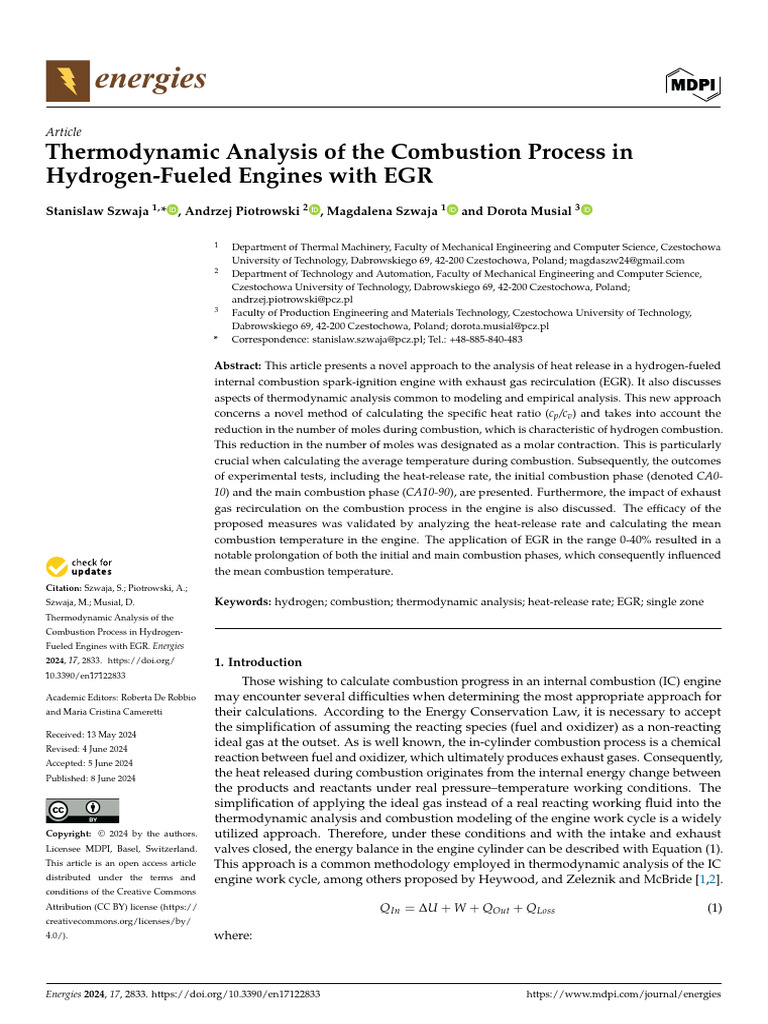 Thermodynamic Analysis of The Combustion Process I | PDF