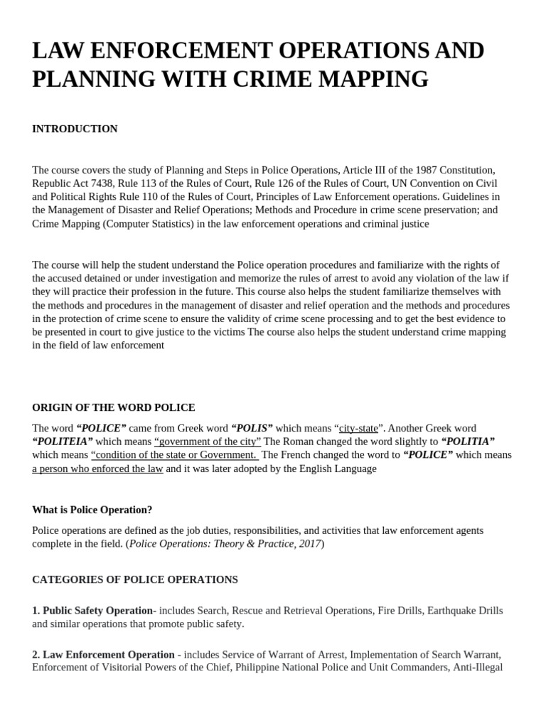 Law Enforcement Operations and Planning With Crime Mapping | PDF