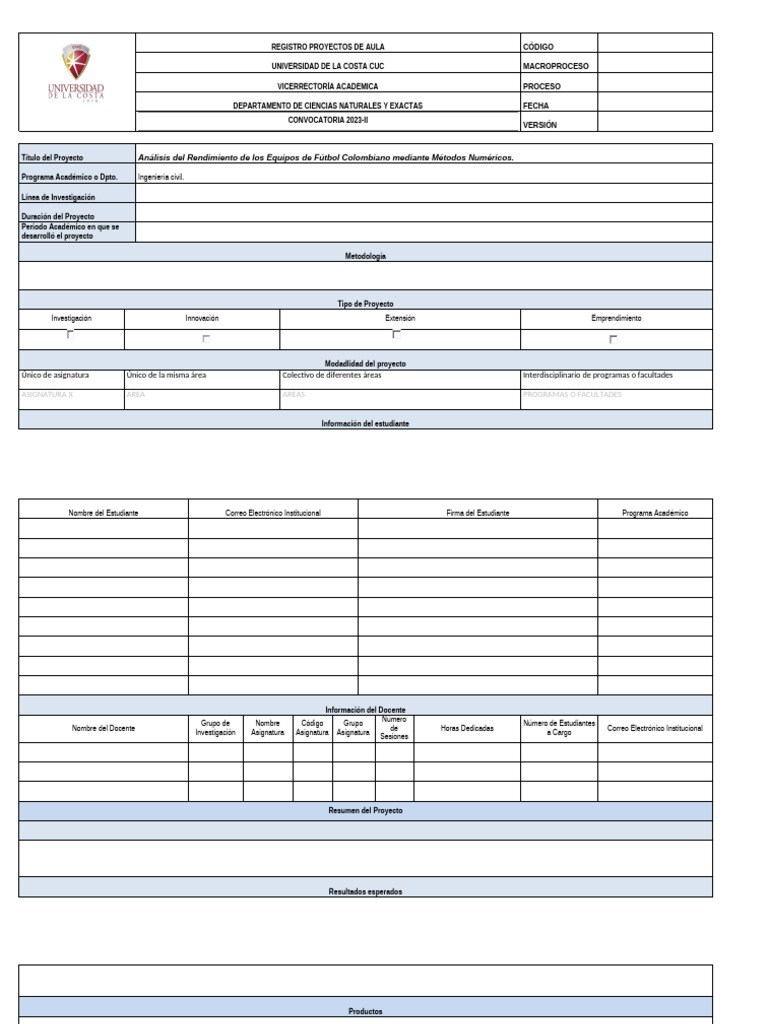 Formato para Proyectos de Aula | PDF