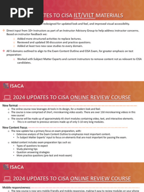 CISA 2024 Exam Prep Content Changes | PDF