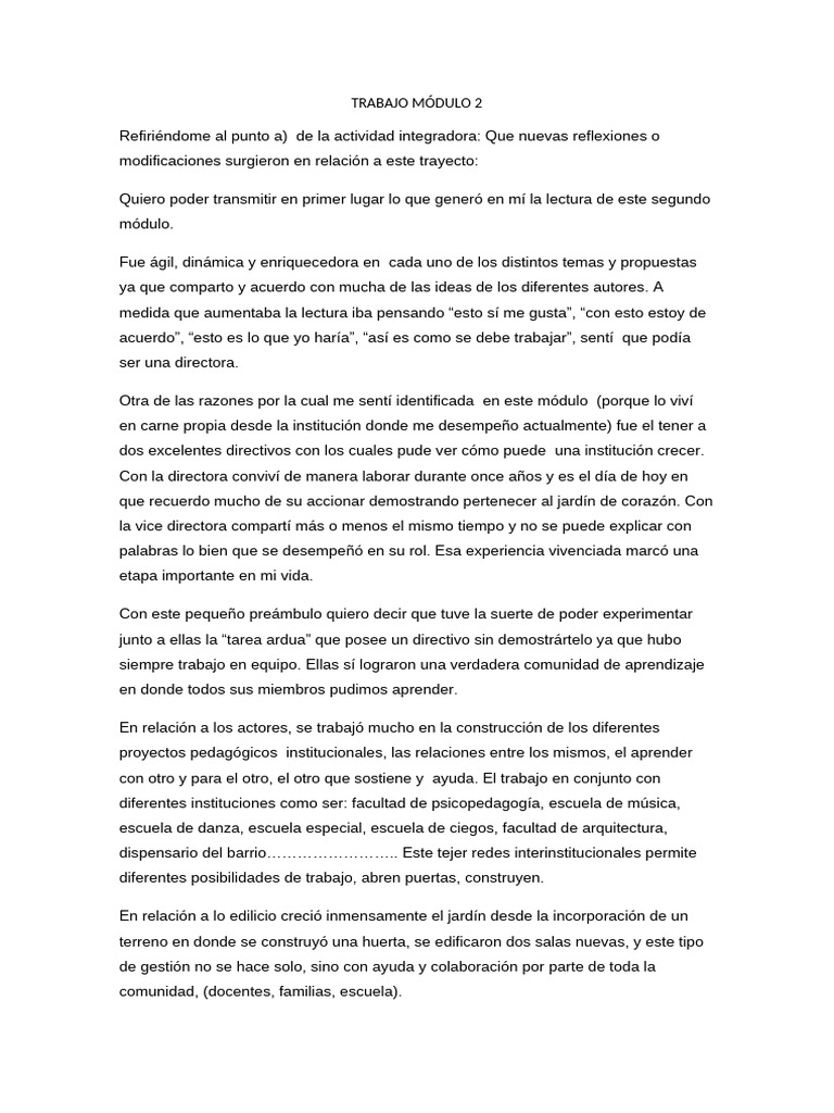 Trabajo Módulo 2 | PDF | Enseñando | Crecimiento personal y profesional