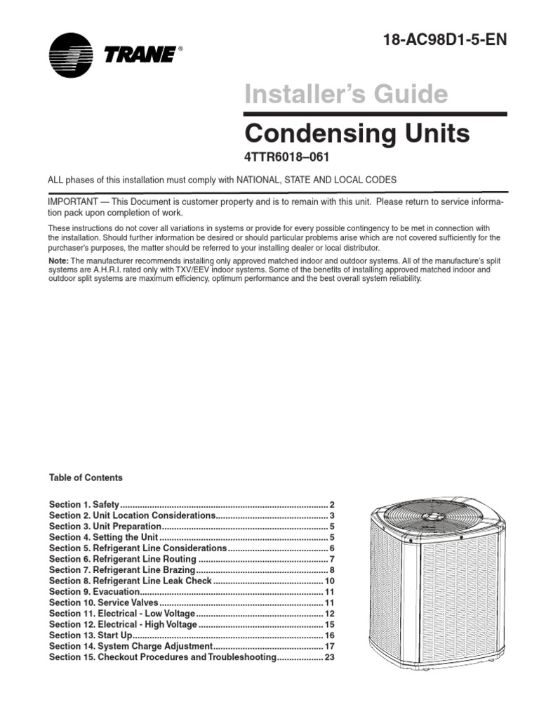 Condensing Unit Installation Guide | PDF | Valve | Thermostat