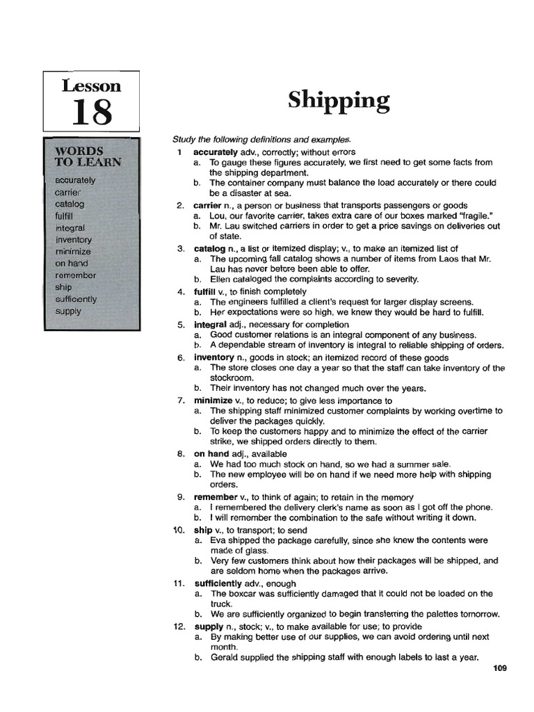 Lesson 18 Shipping | PDF