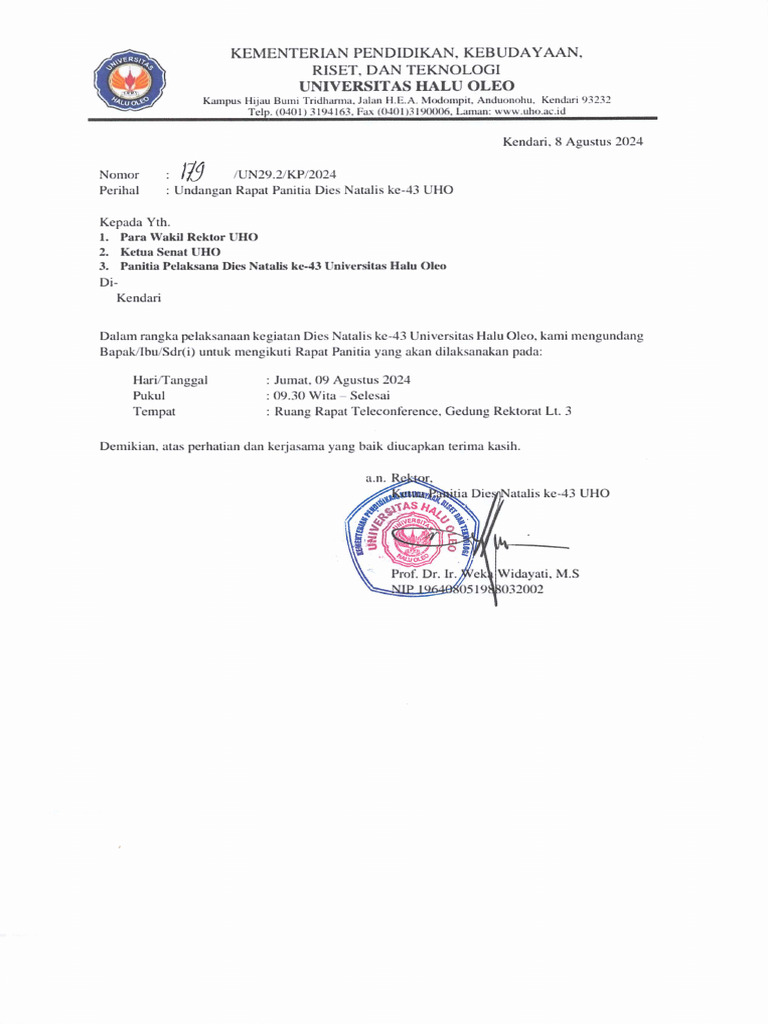 Undangan Rapat Panitiaa | PDF