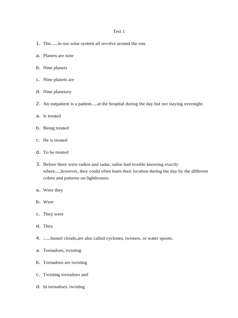 Toep Test 1 | PDF