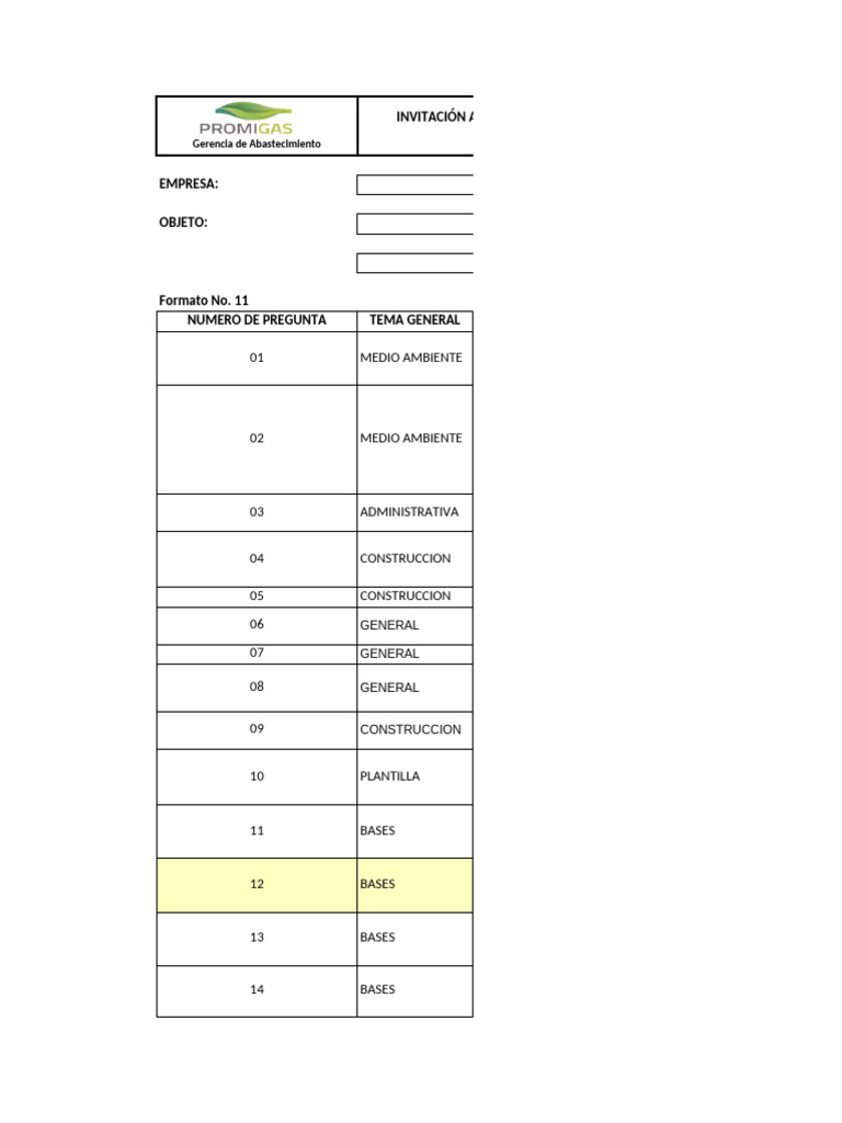 Formato No. 11 Consultas - Aclaraciones | PDF