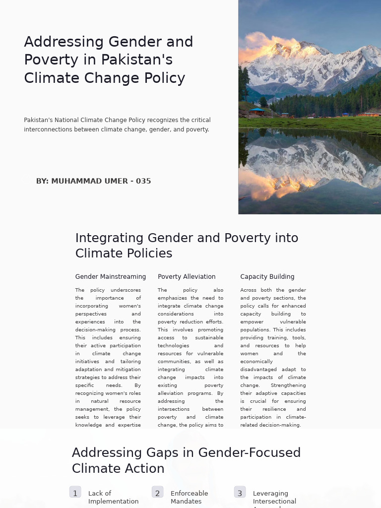 Addressing Gender and Poverty in Pakistans Climate Change Policy | PDF