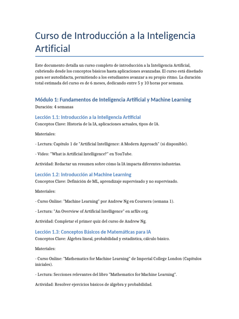 Curso Inteligencia Artificial Pdf