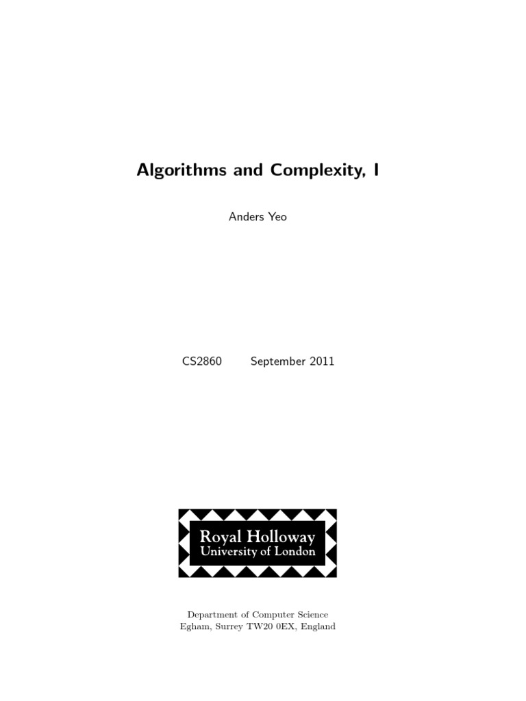 Algorithms and Complexity I | PDF | Array Data Structure | Algorithms