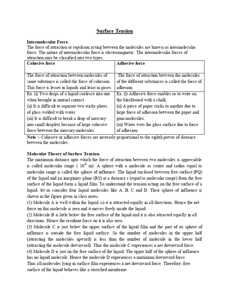 Surface Tension and Viscosity | PDF
