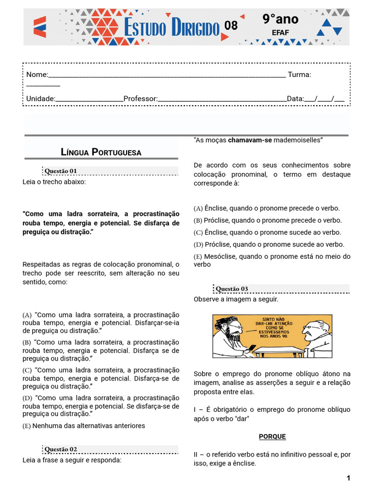ED8 - Língua Portuguesa - 9°ano | PDF