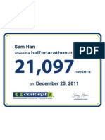Concept2 2011 December 20 Half Marathon Certificate