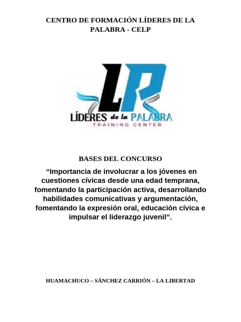 Concurso de Oratoria para Jóvenes en Huamachuco | PDF | Hablar en ...