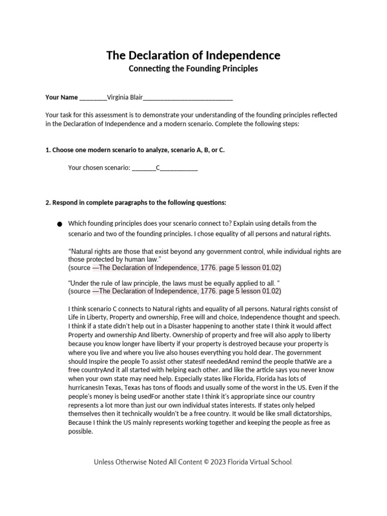 The Declaration of Independence Template PDF