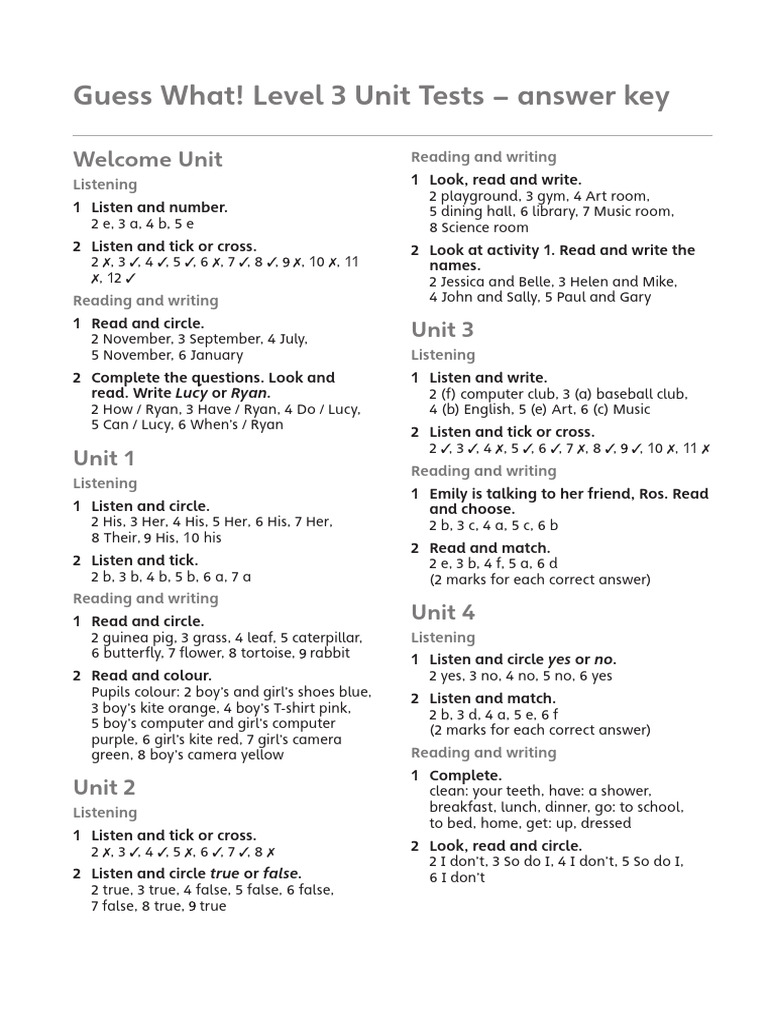 Unit 3 Test Answer Key | PDF | Language Arts & Discipline