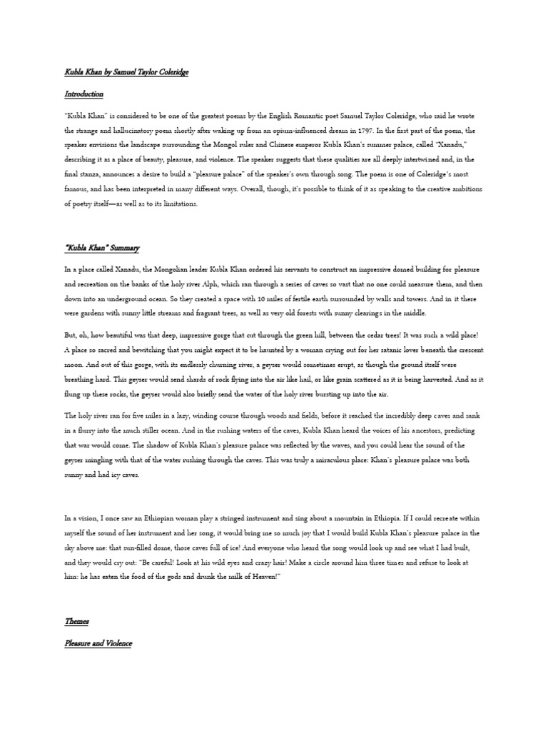Kubla khan by samuel taylor coleridge pdf
