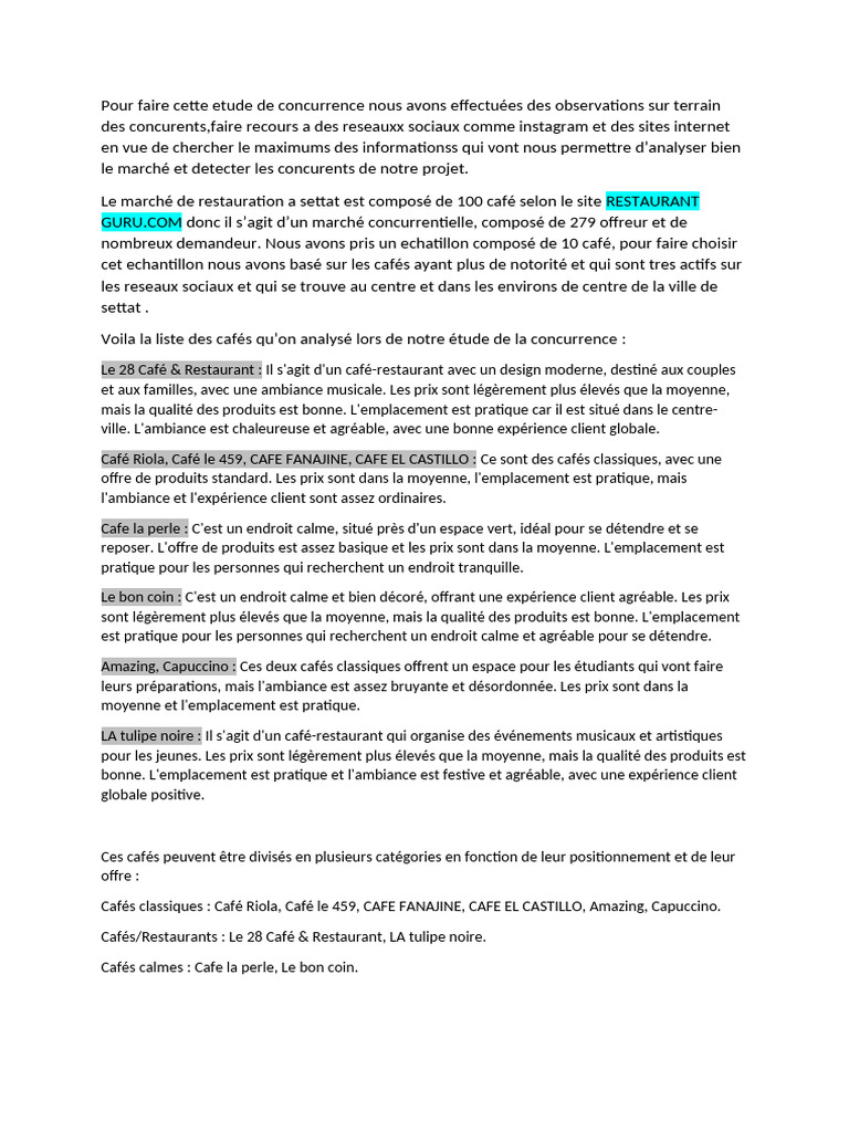 Analyse de La Concurence | PDF
