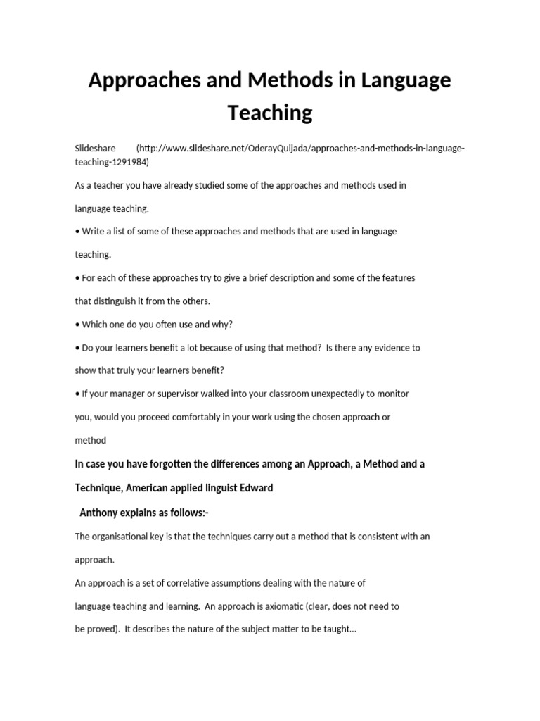 Approaches and Methods | PDF