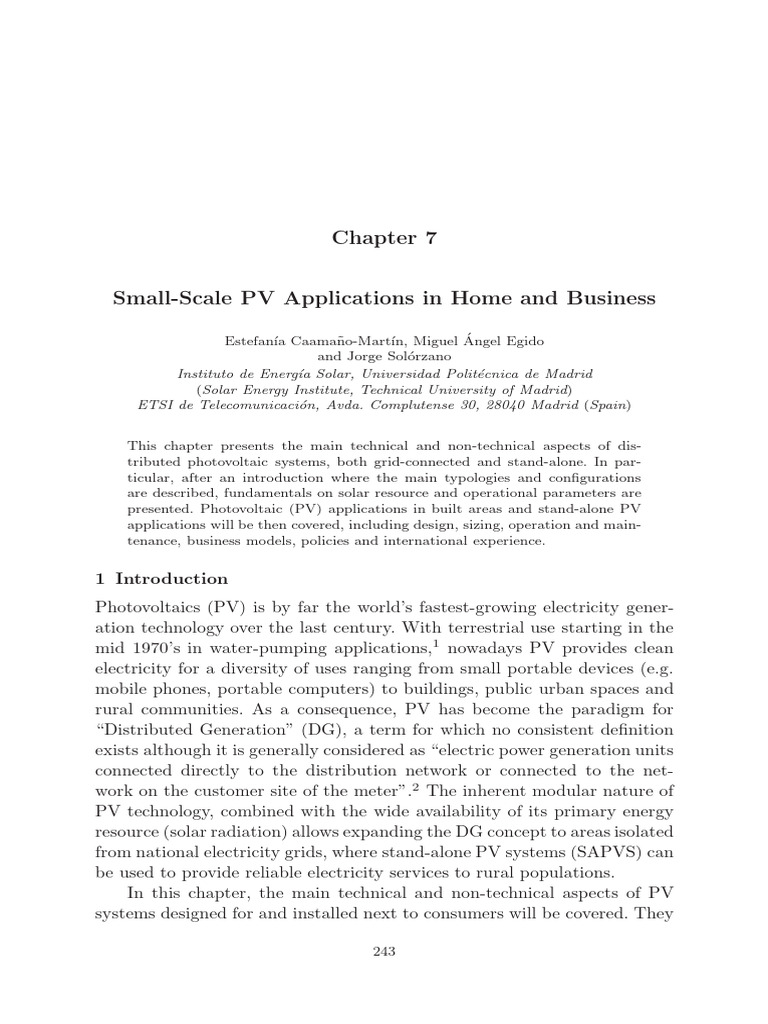 T4. Small-Scale PV Applications in Home and Business 2015 | PDF ...