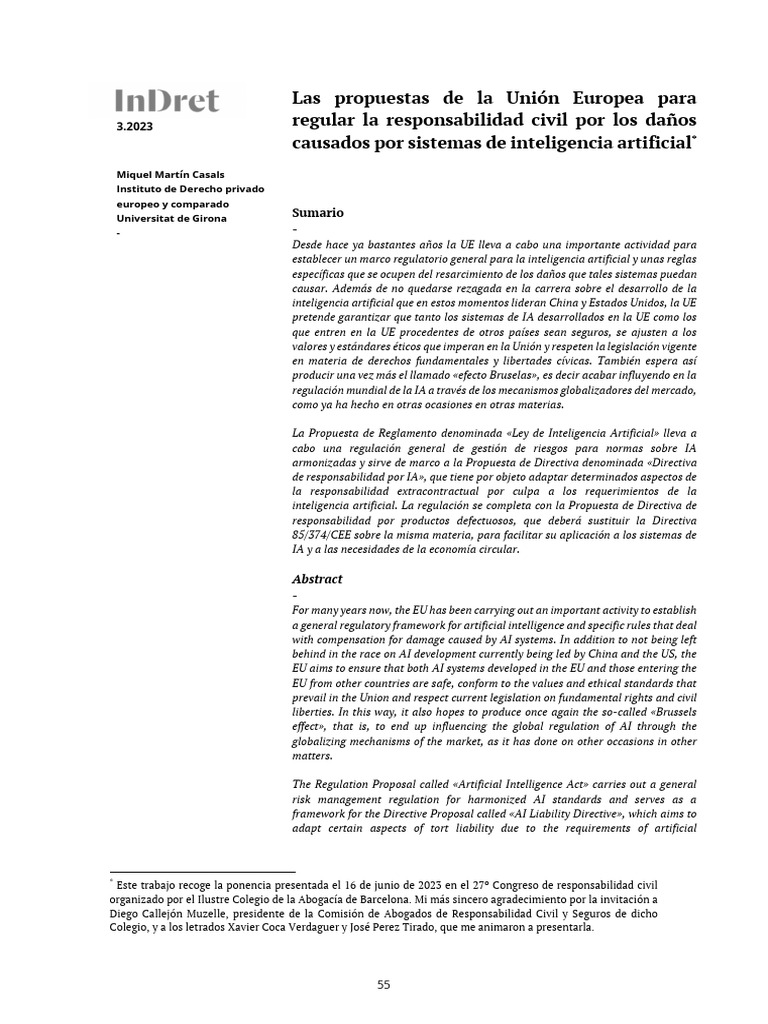 Las propuestas de la uni n europea para regular la responsabilidad