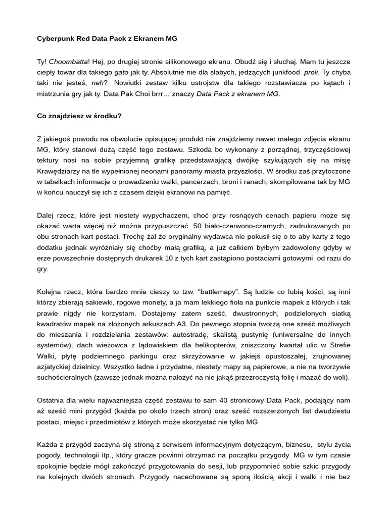 Cyberpunk red data pack z ekranem mg pdf
